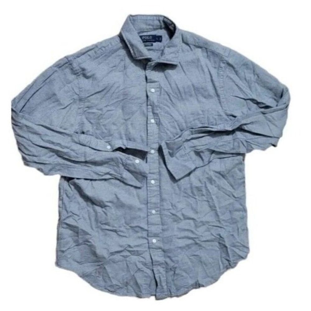Polo Ralph Lauren Mens Shirt Size Large Long Sleeve Heather Pique Gray